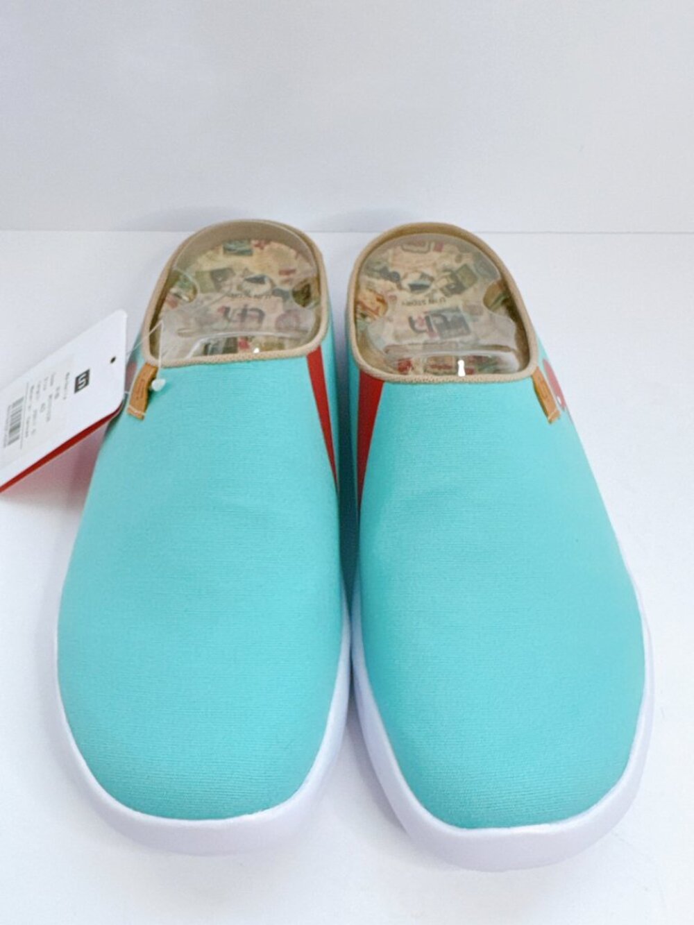 UIN Teal with Red Accent Slip-On Mules